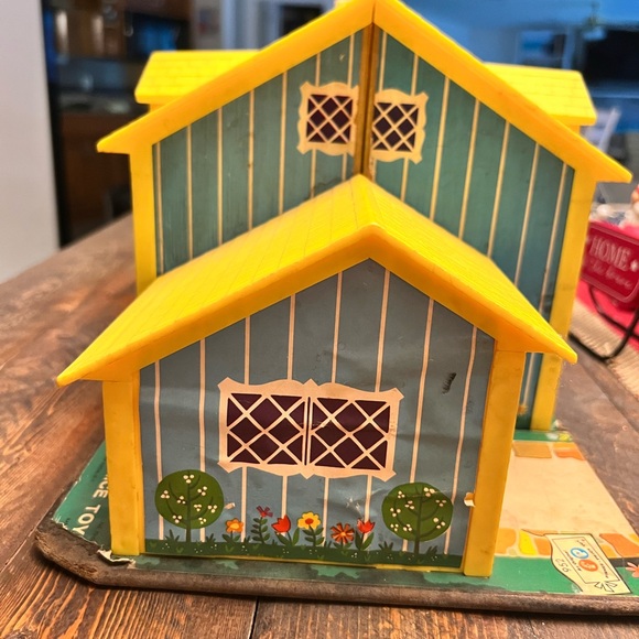 Vintage Fisher Price Little People Play Family House #952 Blue & Yellow 1969 - Picture 13 of 15